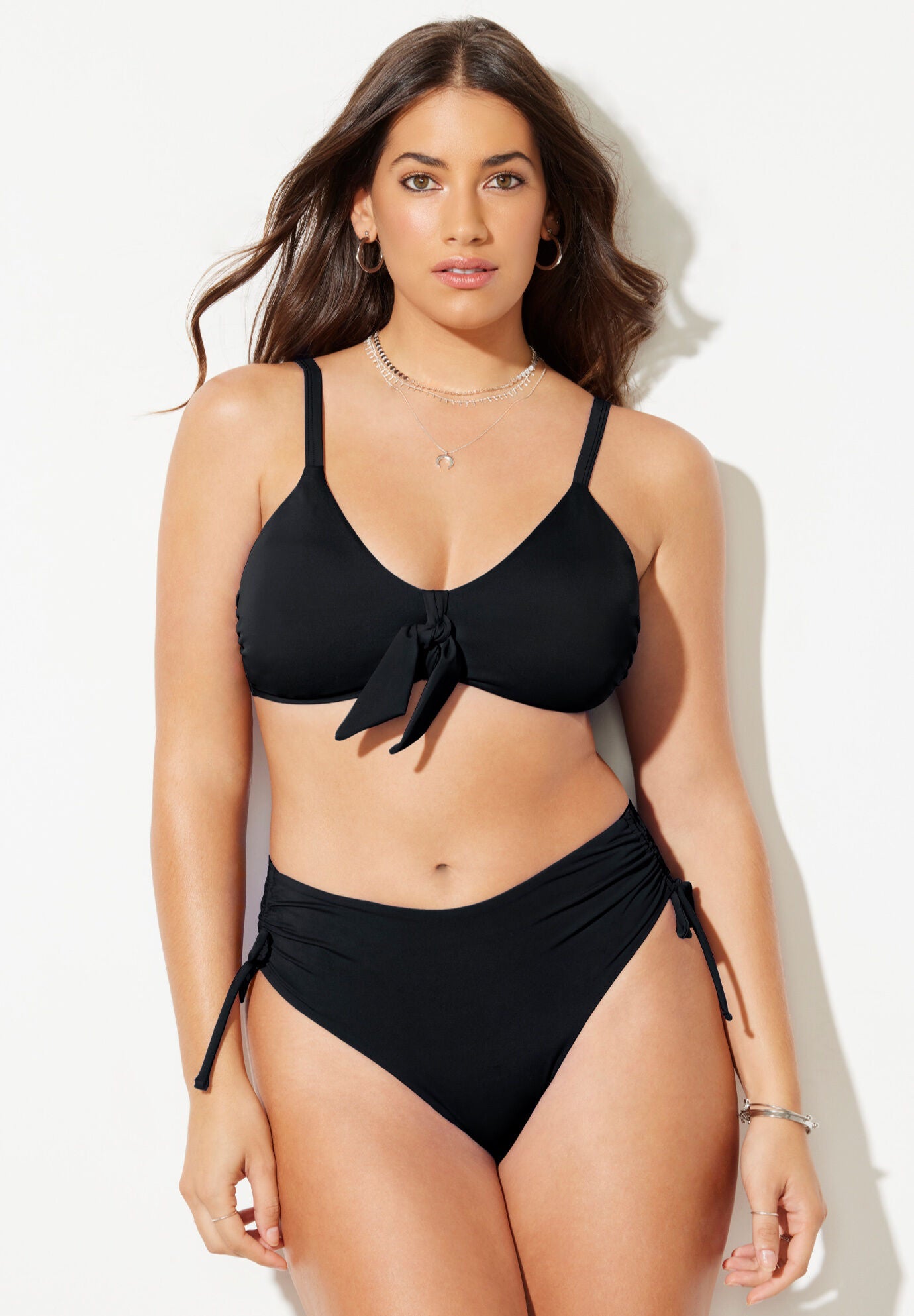 Mentor Tie Front High Waist Side Tie Bikini Set, , alternate image number 3